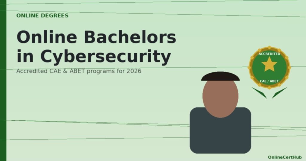 online bachelors in cybersecurity graduate holding diploma with certification badge
