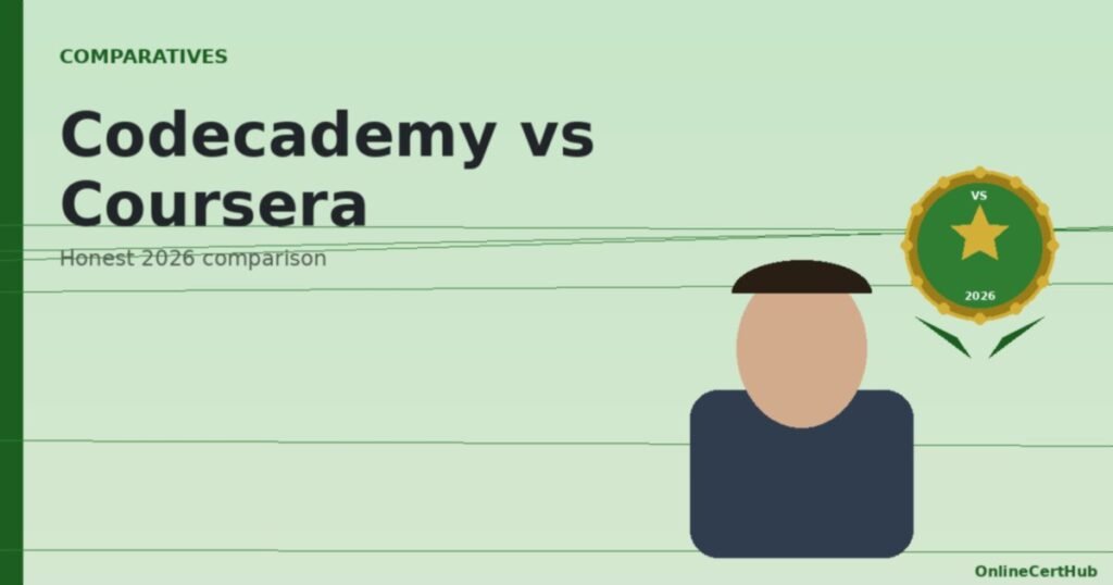 codecademy vs coursera learner portrait with certification badges