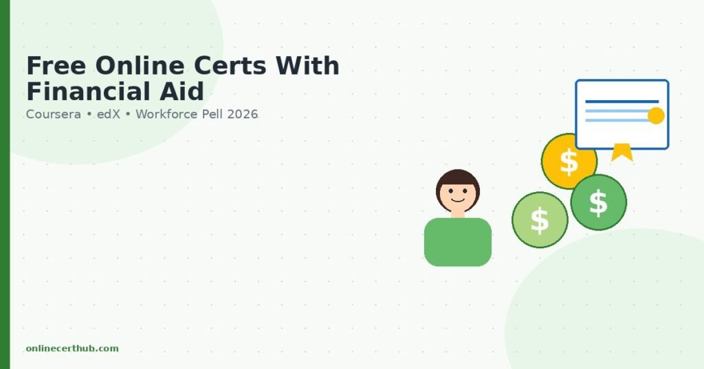 free online certificate programs with financial aid flat illustration 2026