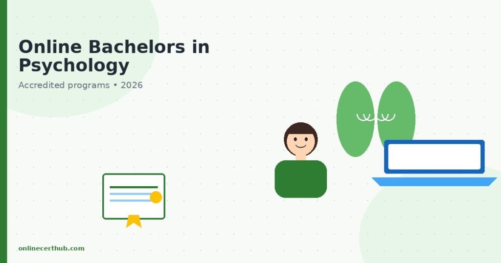 online bachelors in psychology flat illustration accredited programs 2026