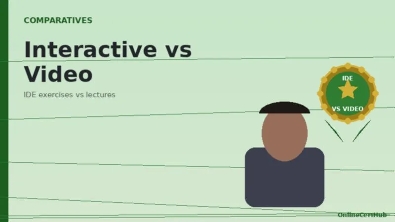 codecademy vs coursera split screen interactive IDE vs video lecture